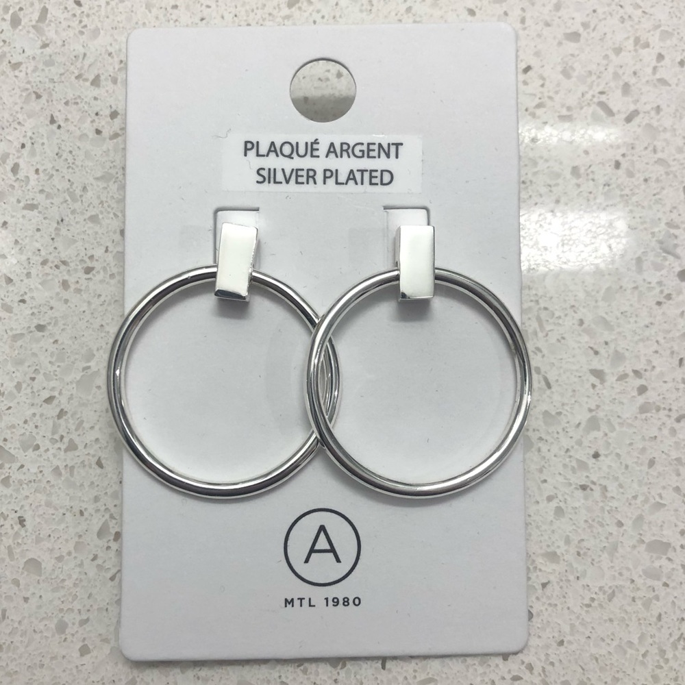 Silver Stud Hoop Earrings
